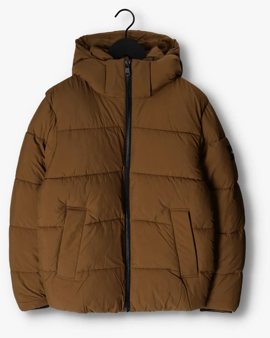 CALVIN KLEIN bruine calvin klein gewatteerde jas crinkle nylon puffer jacket