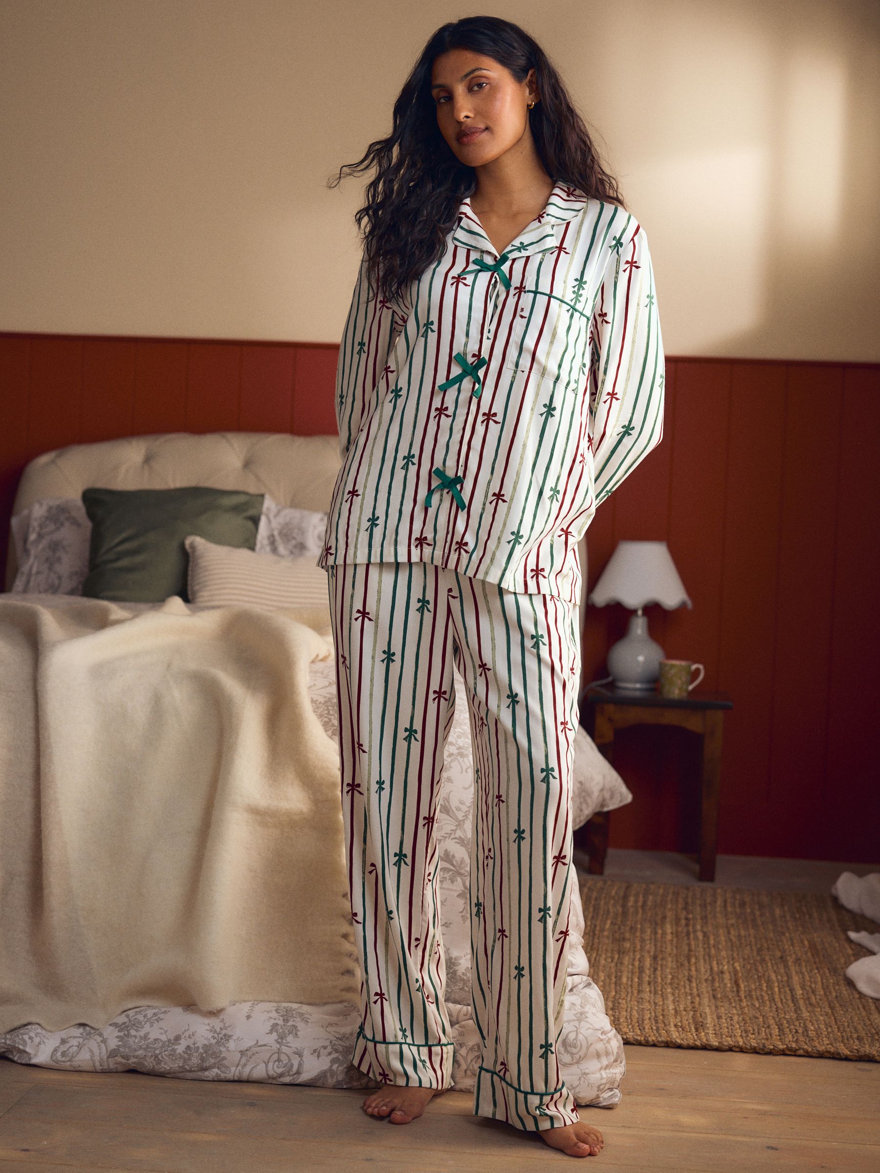 Laura Ashley Bow Stripe Button Through Pyjamas