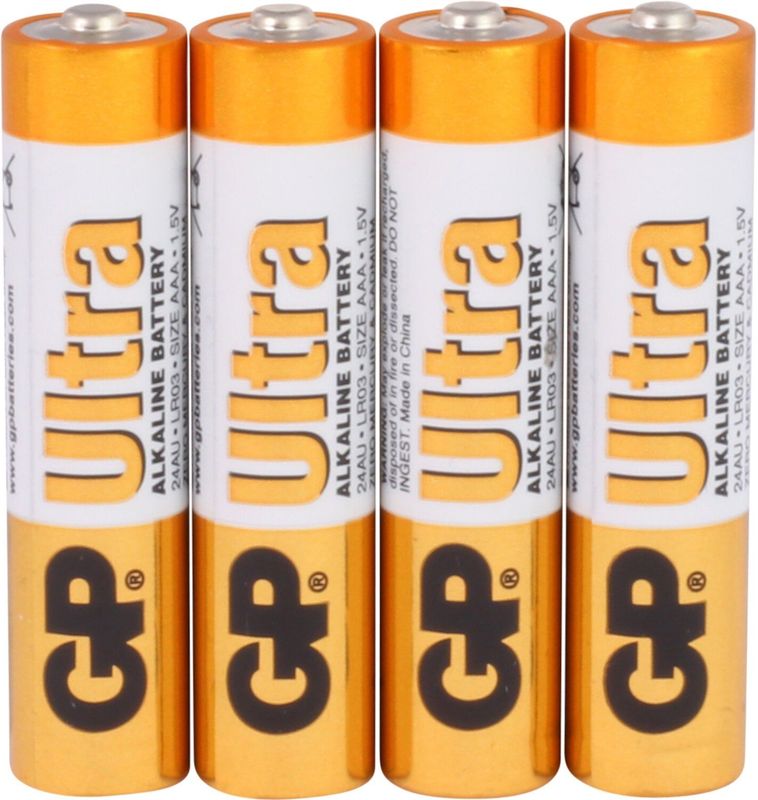 GP - Ultra Alkaline - AAA Batterijen - Blister met 4 Stuks - 1.5 Volt