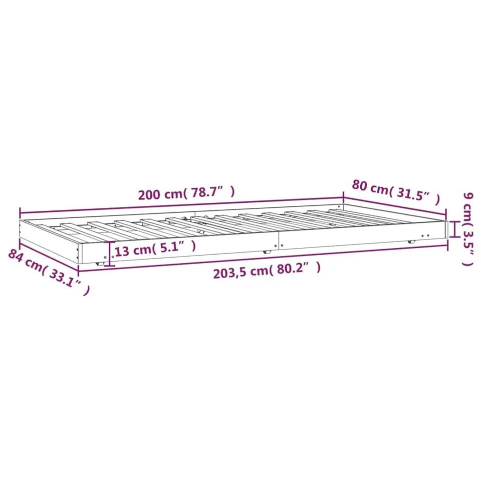 vidaXL - Onderschuifbed - Honingbruin - Massief grenenhout - 80x200 cm