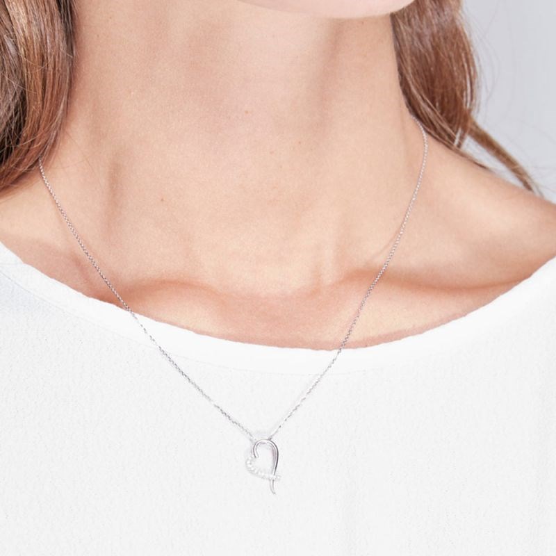 Pendentif Coeur Or Blanc et Diamant