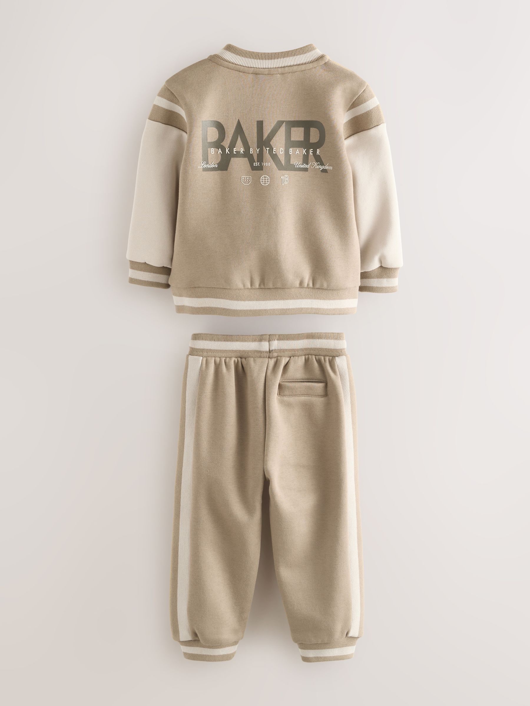 Baker by Ted Baker Stone Varsity Jacket T-Shirt and Joggers 3 Piece Set