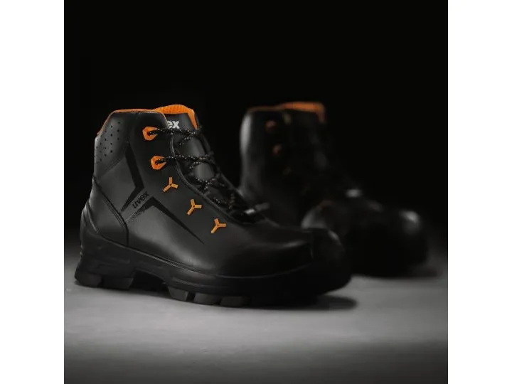 Uvex 65232, Unisex, Voksen, Sikkerhedsstøvler, Sort, Orange, ESD, HI, HRO, S3, SRC, Snørrelukning