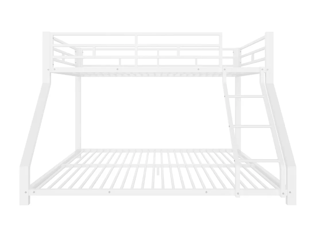 Lit superposé 90x200 + 140x200 cm - avec barrières - avec échelle de sécurité - métal - blanc (sans matelas)