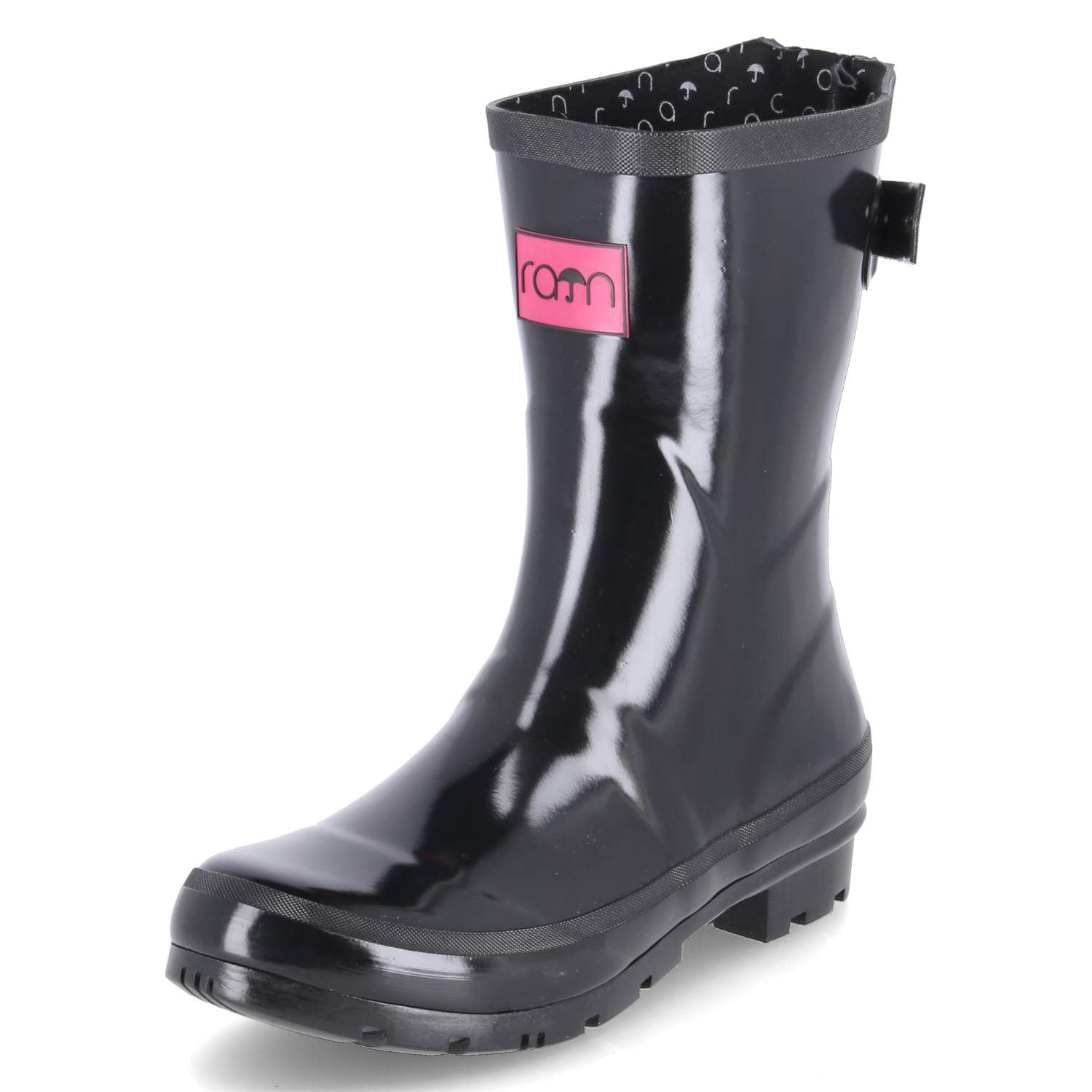 Rajn Gummistiefel GLOSSY - black-pink