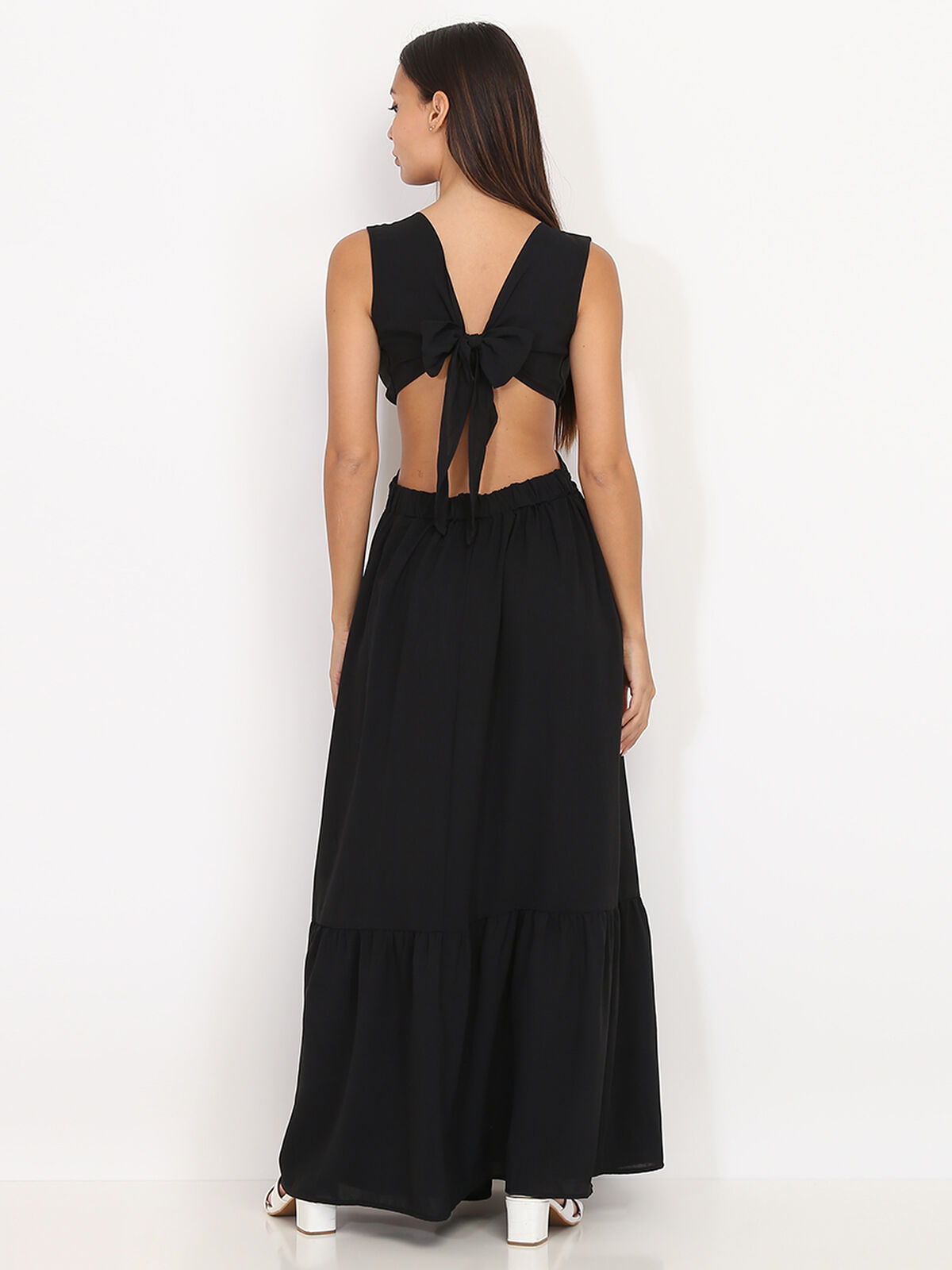 Robe longue cut out à fente- Noir