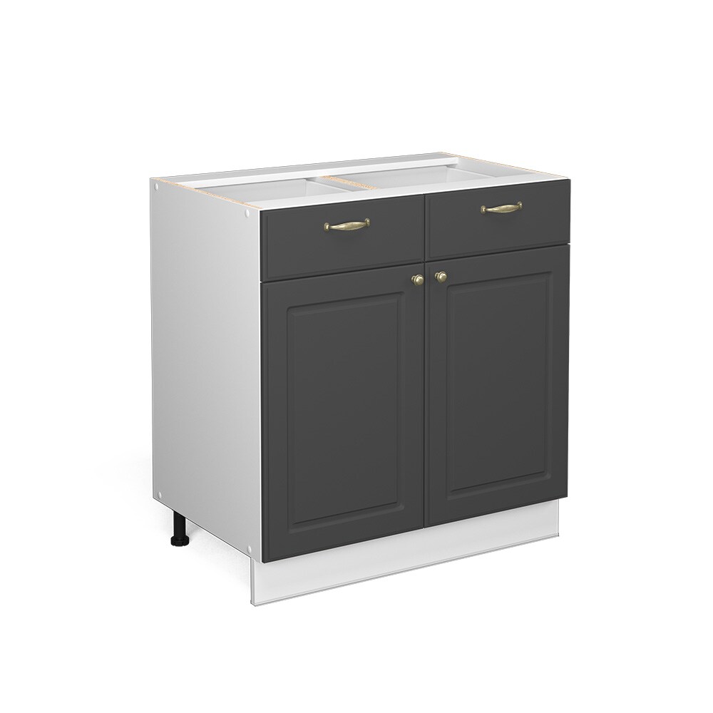 Vicco Schubunterschrank Küchenschrank Küchenmöbel Fame-Line Weiß Anthrazit-Gold Landhaus 80 cm Küche Einbauküche Drehtür Schublade Einlegeboden Blende Küchenzeile