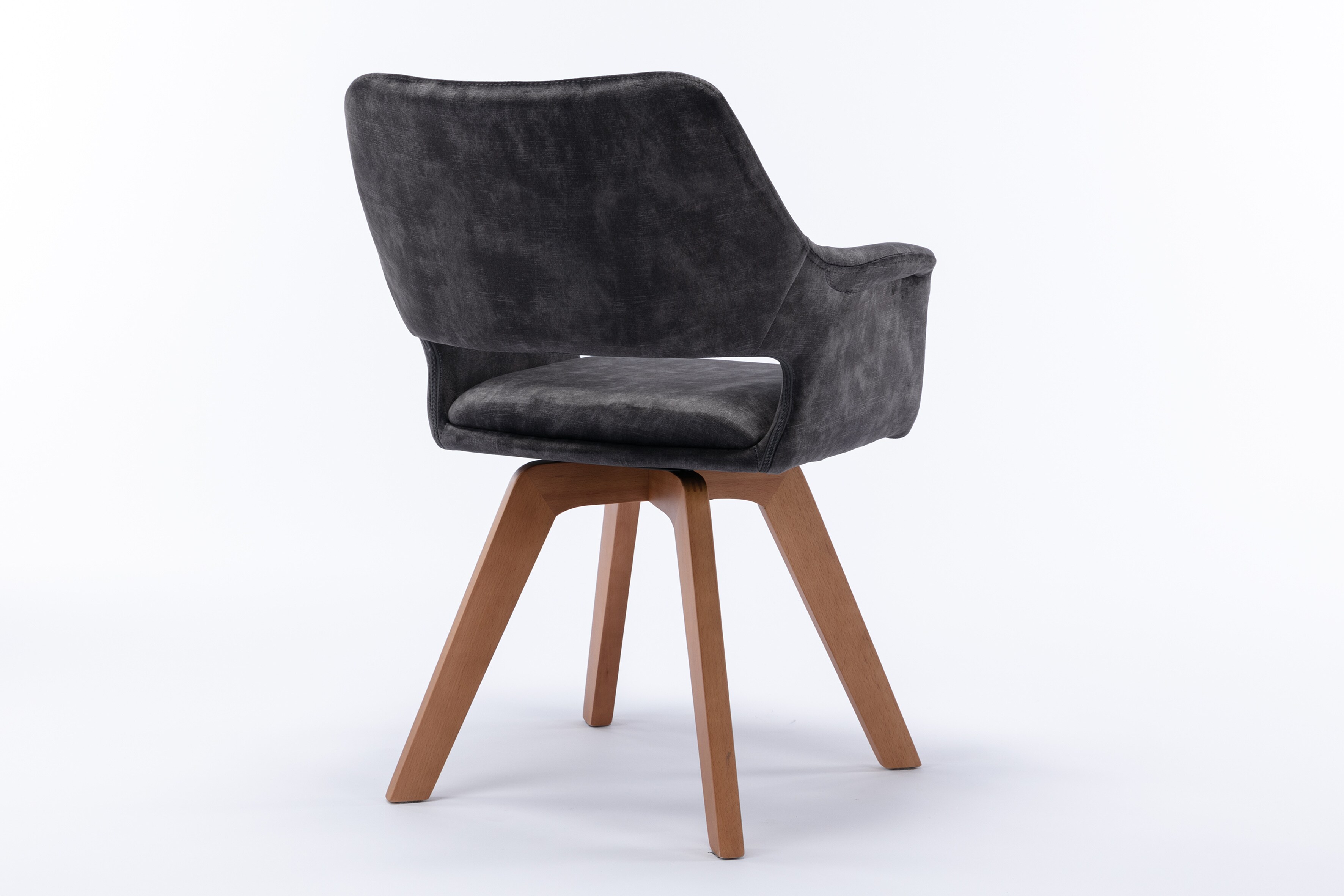 byLIVING Esszimmerstuhl KLARA, 2-er Set, Samt anthrazit, Gestell Eiche-Optik