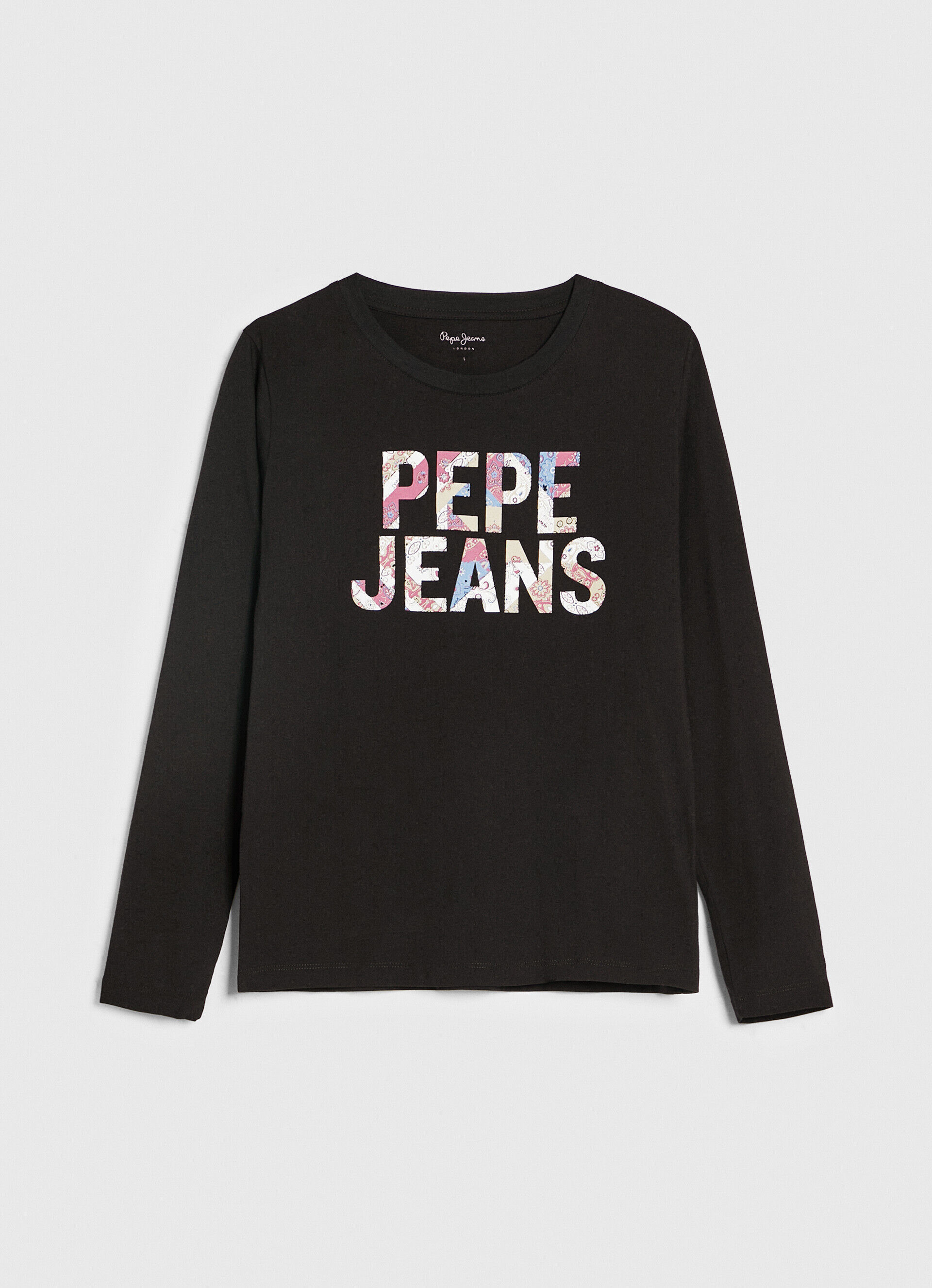 Camiseta de manga comprida com aplicações de logotipo - preta