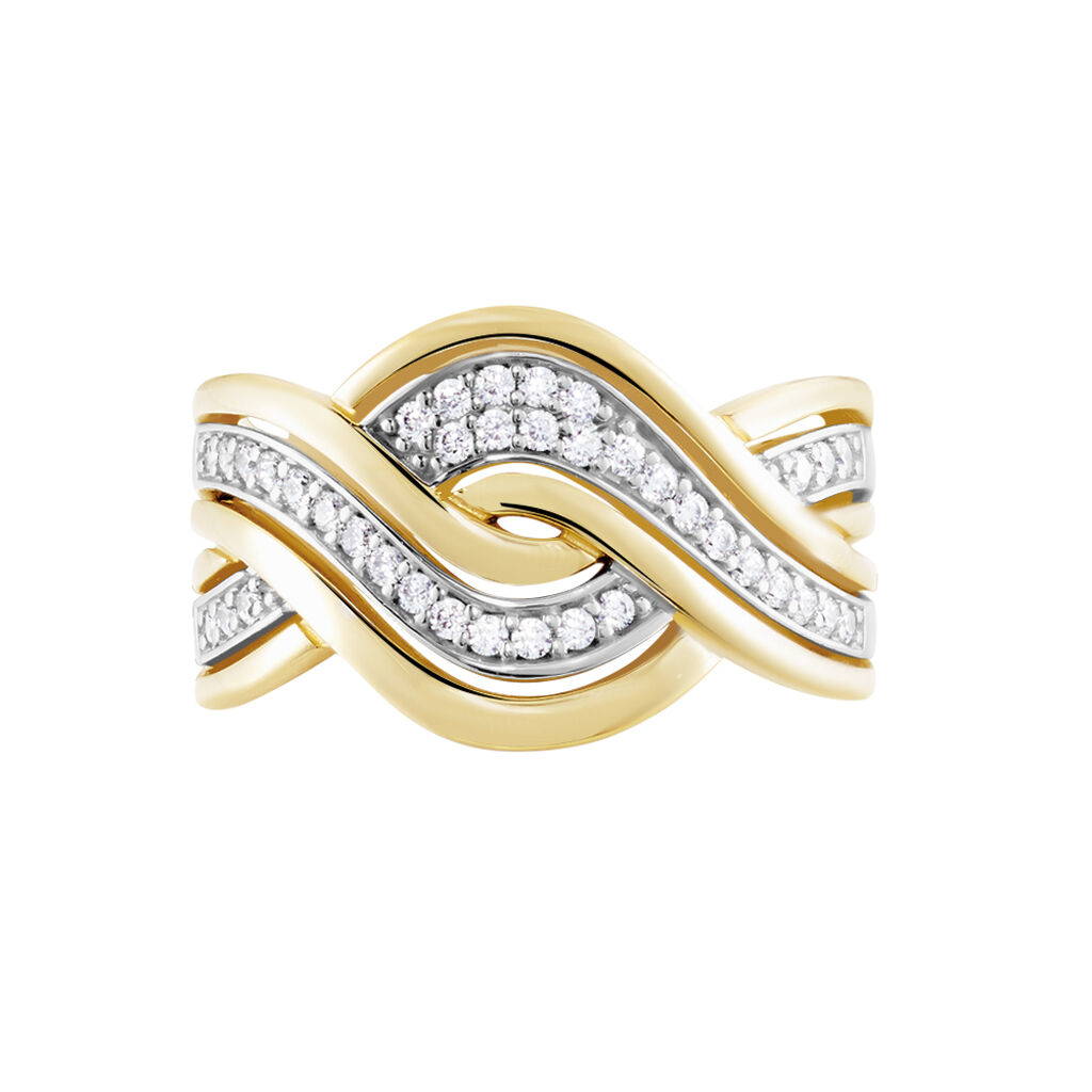 Bague Dareia Plaqué Or Jaune Oxyde De Zirconium Blanc