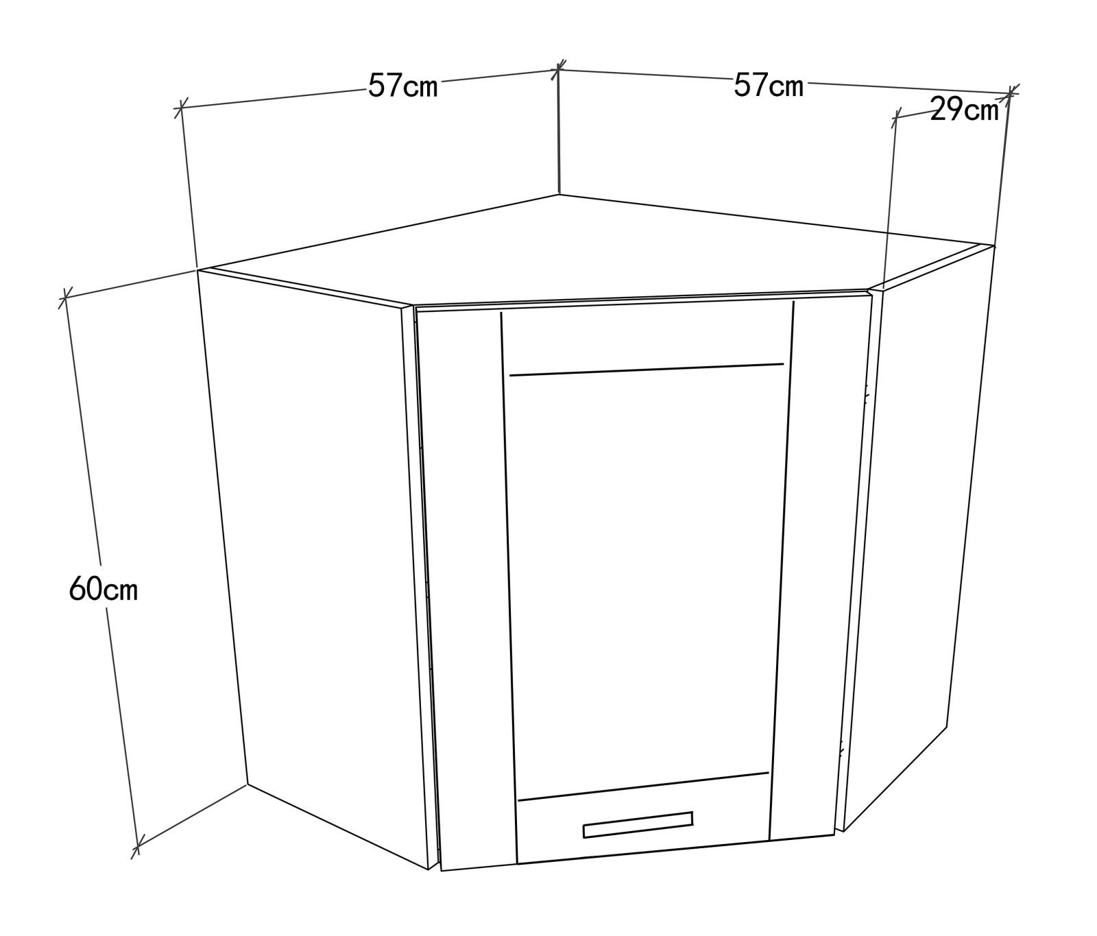 Eckhängeschrank COLURA - weiß-anthrazit - 57x57 cm