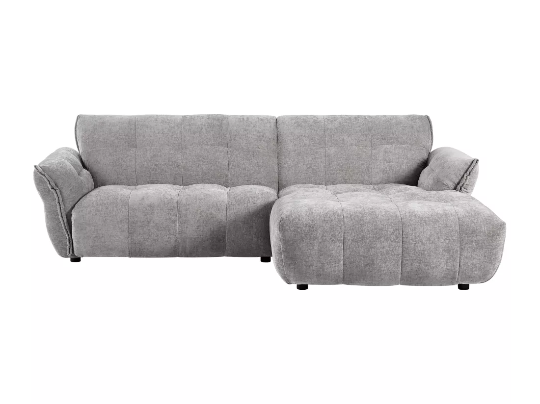 Canapé d'angle droit en tissu chiné gris NAPIZO