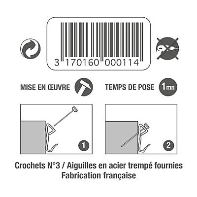 Lot de 5 crochets acier n° 3 avec aiguilles.