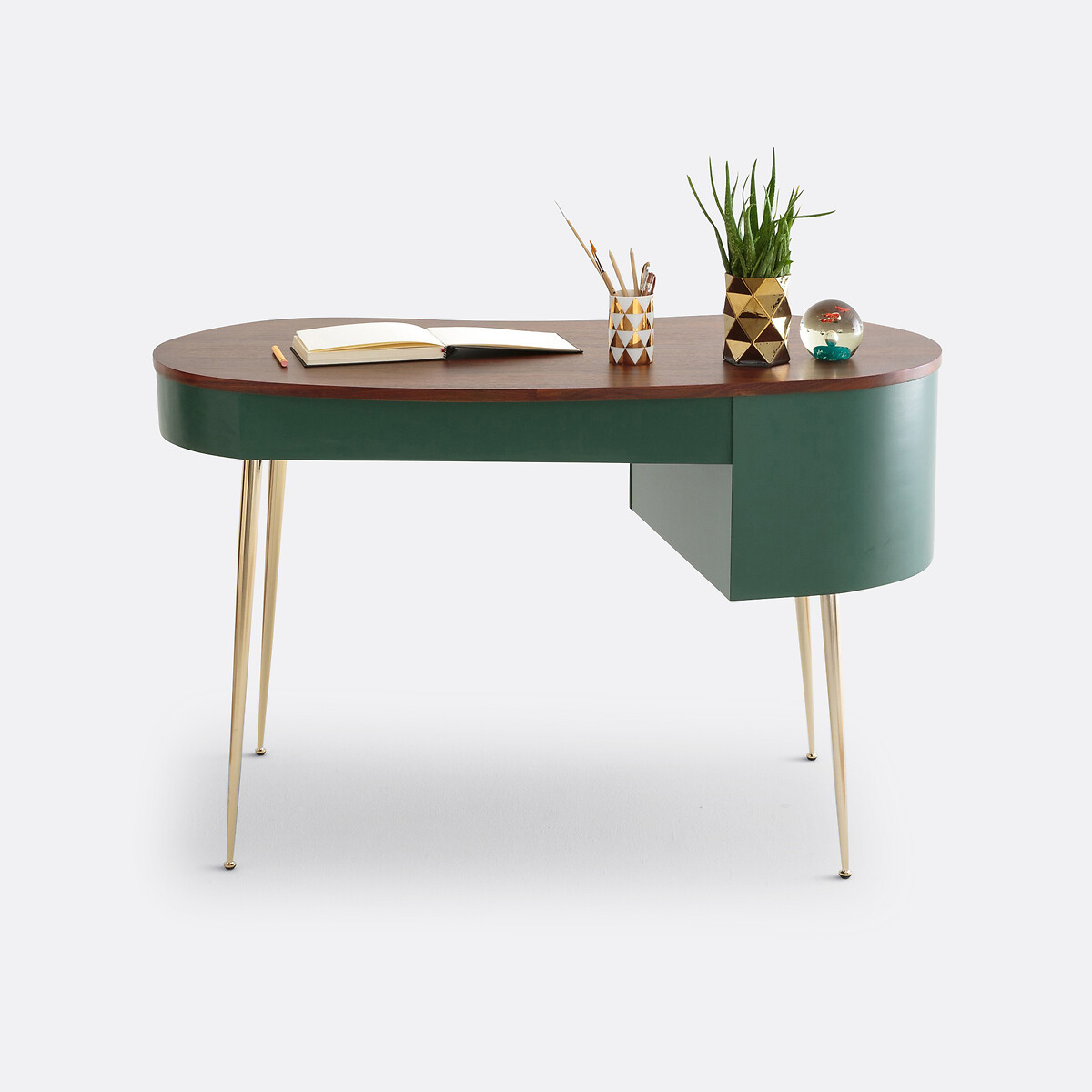LA REDOUTE INTERIEURS<br>mesa vintage folheada a nogueira, Topim