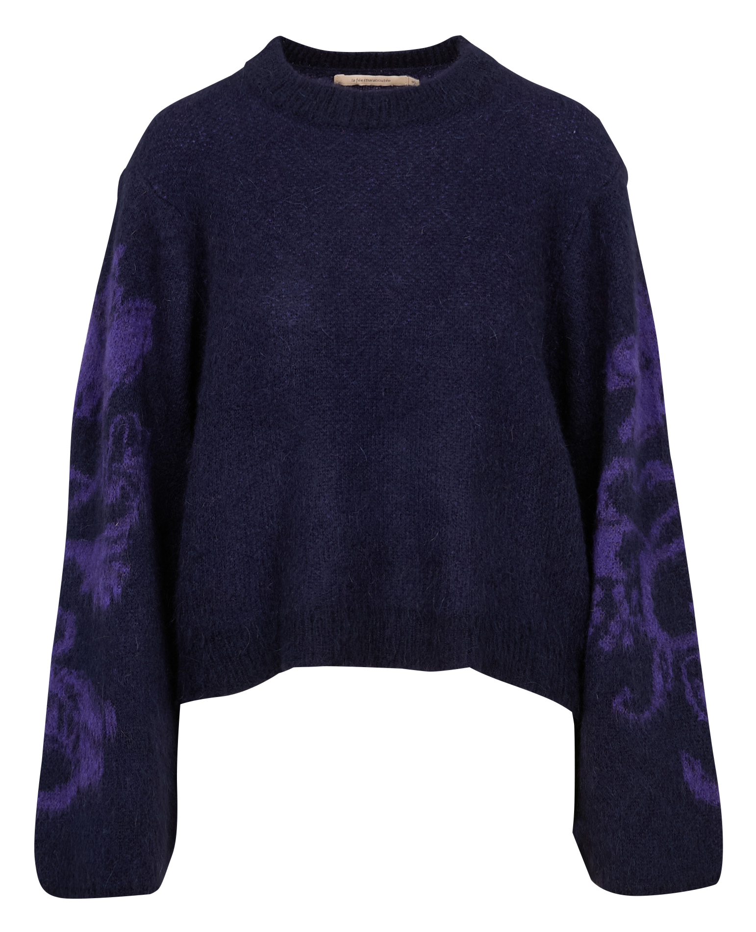 Pull col rond ample en jacquard imprimé | Multicolore