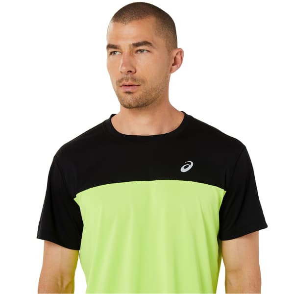 T-shirt running ASICS RACE SS TOP PERFORMANCE BLACK/HAZARD GREEN