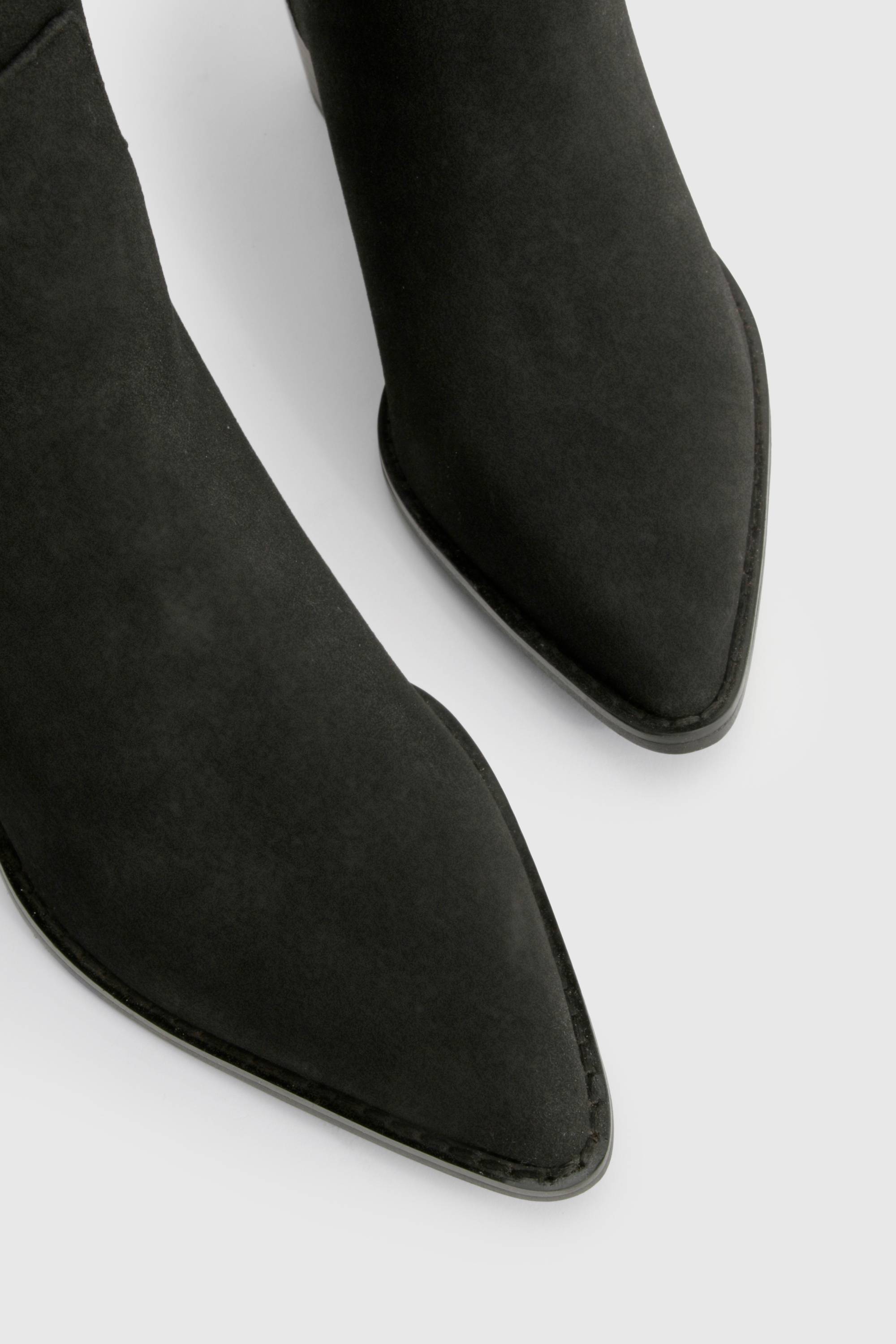 boohoo Bottes de cowboy western en nubuck à coupe large