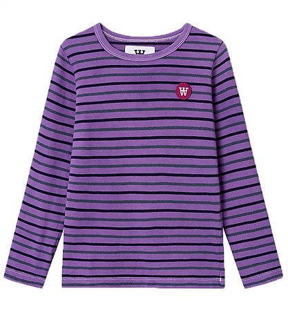 Wood Wood Bluse - Kim Stripe Lang Sleeve - Light Amethyst