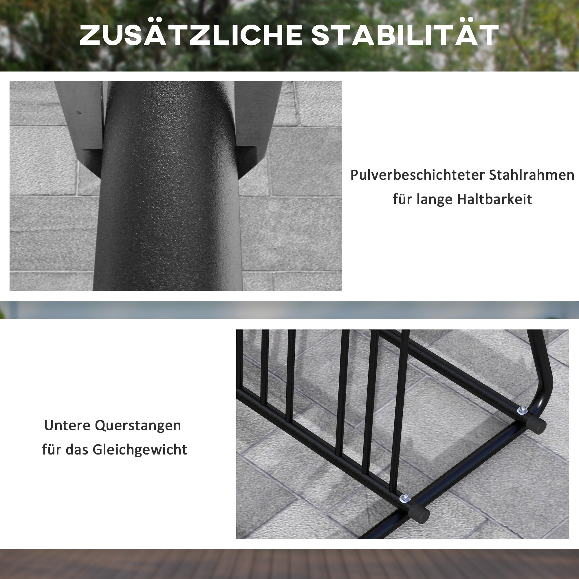 DURHAND Fahrradständer mit Platz für 6 Fahrräder schwarz 155L x 100B x 75H cm