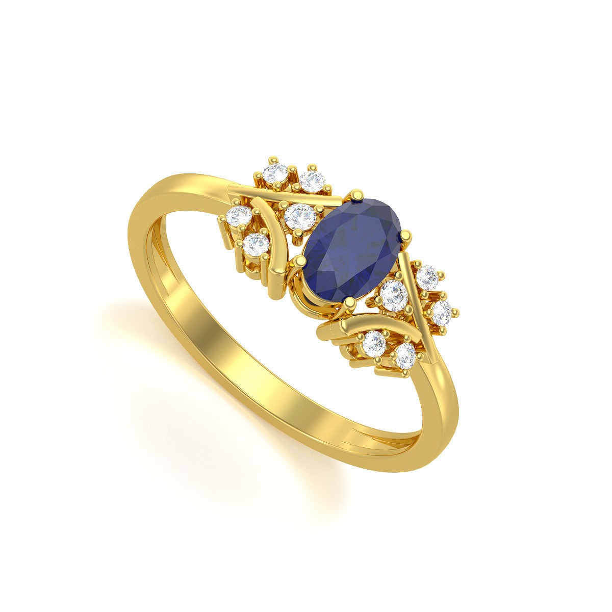 Bague ADEN Or 585 Jaune Saphir et diamants 1.556grs
