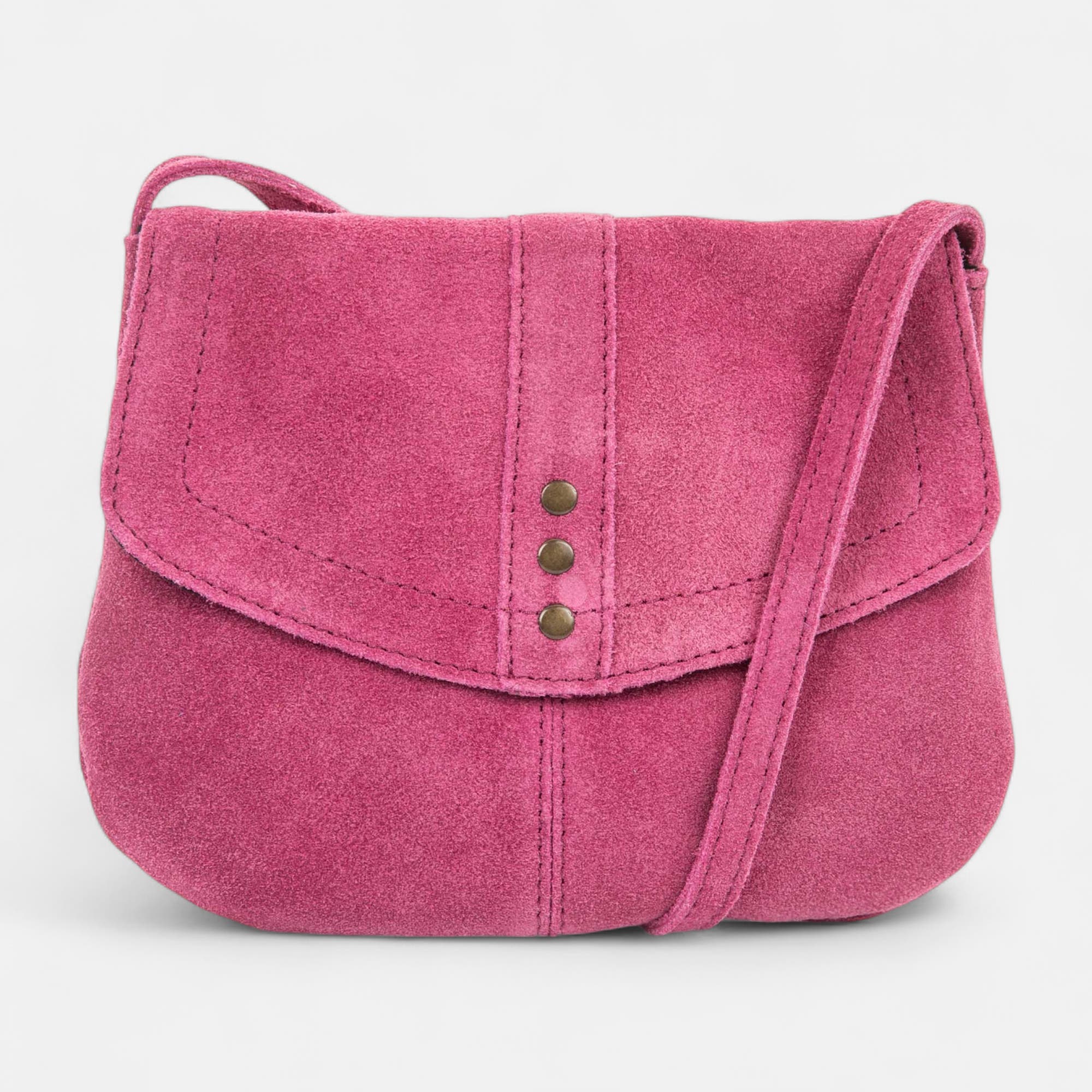 Sac bandoulière en cuir fuchsia
