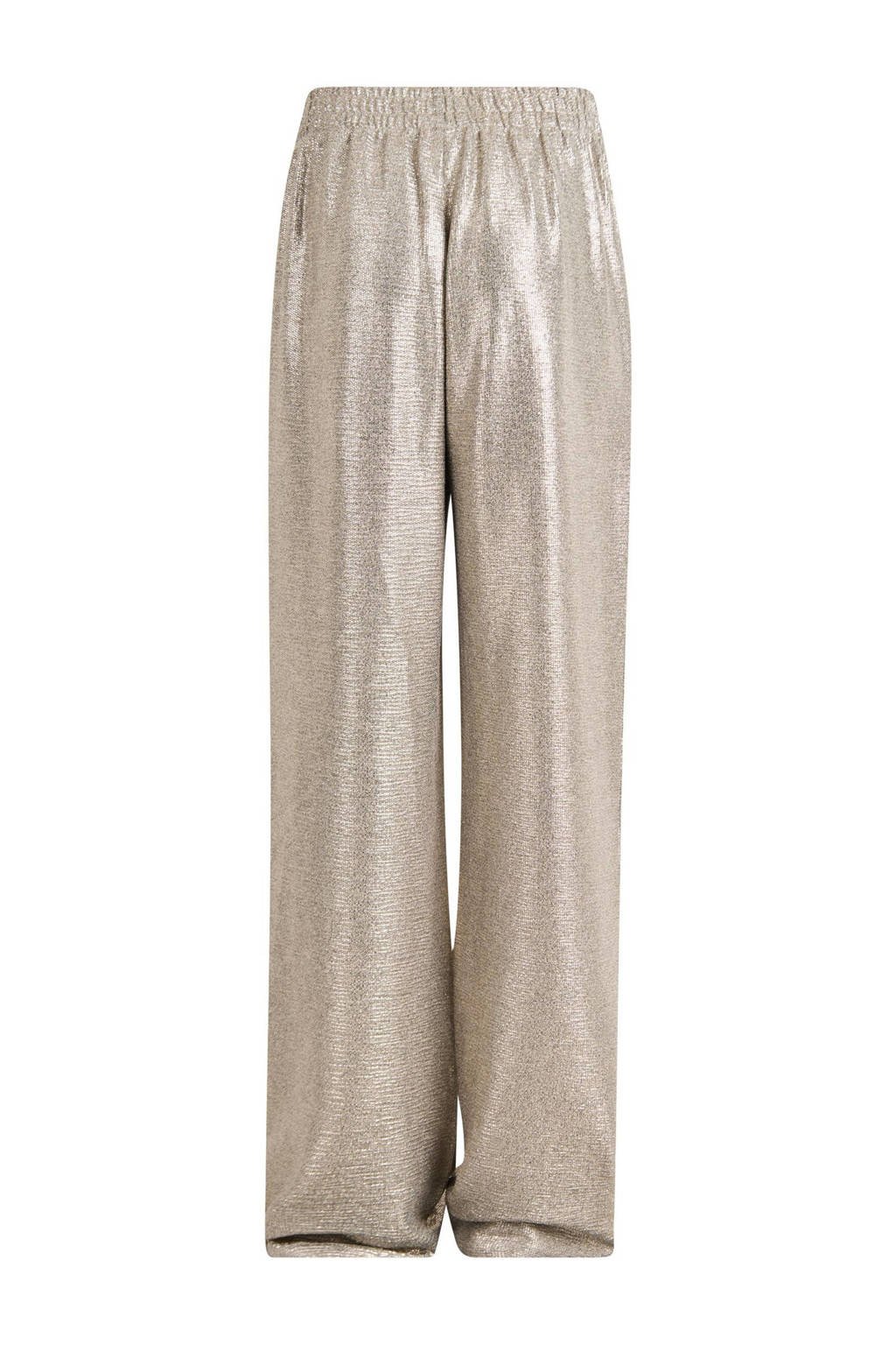 Shoeby wide leg broek met glitters zilver