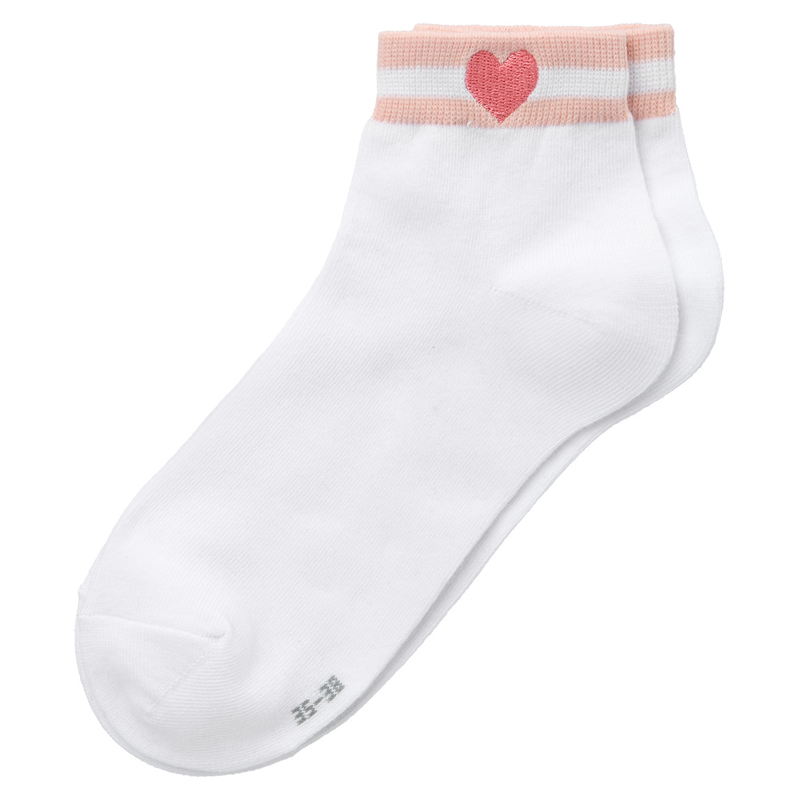 Gina Benotti 2 Paar Damen Sneacker-Socken mit Herzchen weiss / rosa