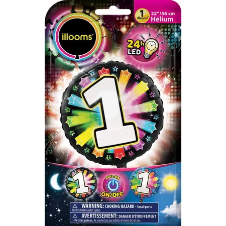 Goodmark Illooms Folienballon 56 cm mit LED Zahl 1 rund