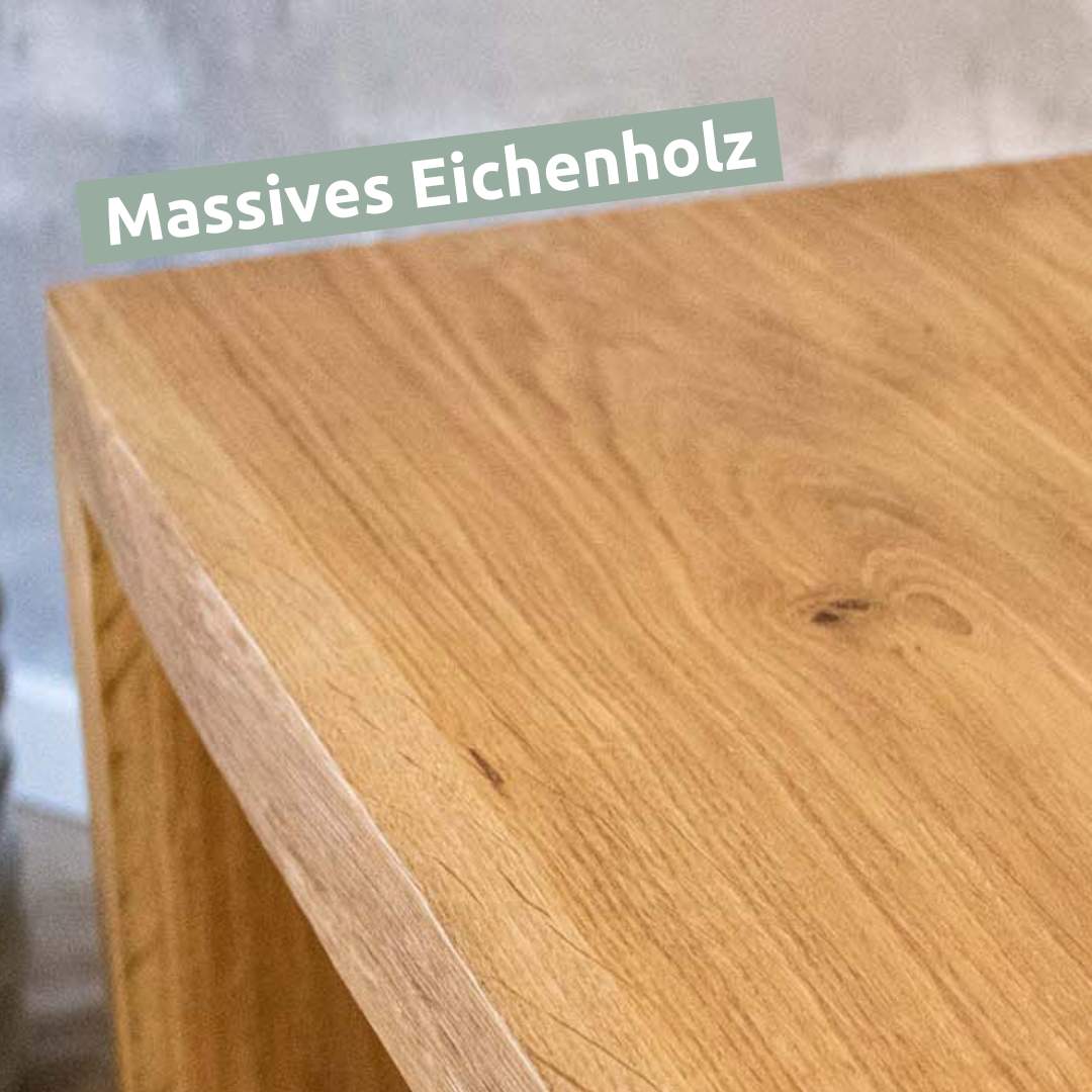 holz4home® Massivholz Hocker I Bank aus Eiche mit Baumkante | L