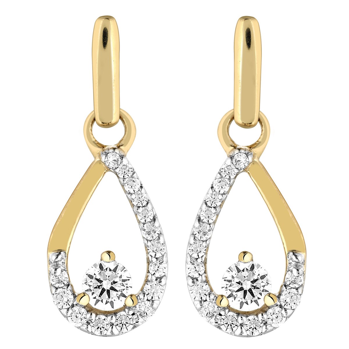 Boucles d'oreilles Brillaxis pendantes empierrées or