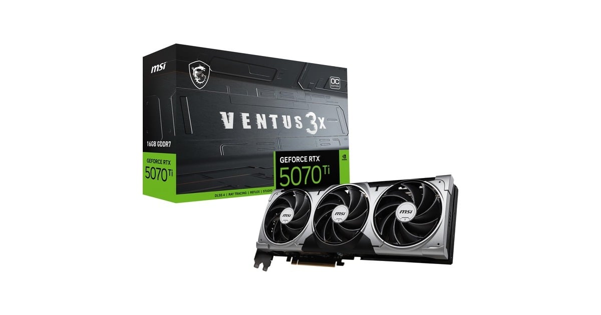 MSIGeForce RTX 5070 Ti 16G VENTUS 3X OC grafische kaart  (3x DisplayPort, 1x HDMI)