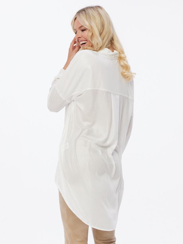 Longbluse in Ballonseidenoptik