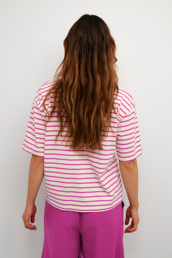 Kaffe KAwinny 1/2 Sleeve T-Shirt Ant. white/fuchsia stripe