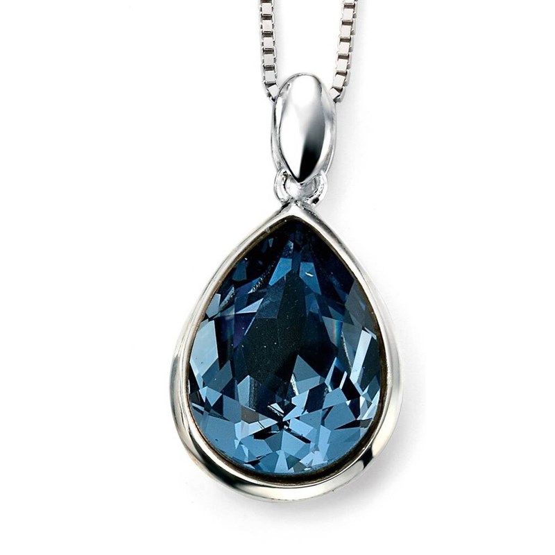 Collier en cristal de Swarovski® bleu et plaqué rhodium en argent 925/1000