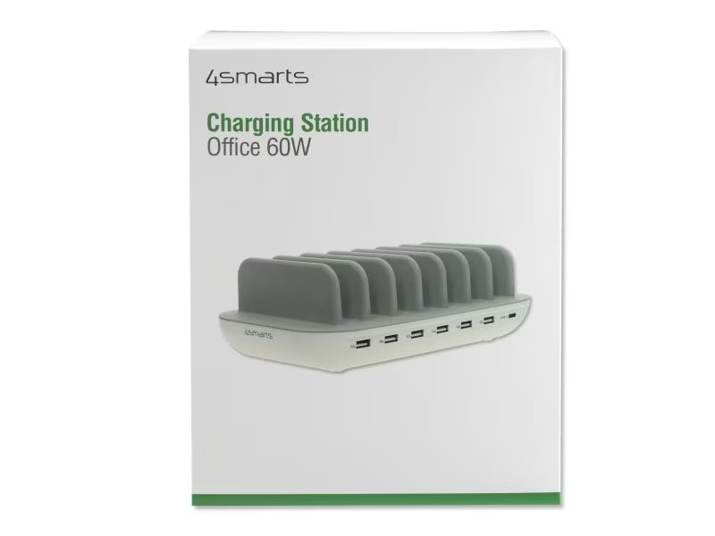 (60W/2.4A) USB C / 6x USB A Office Ladegerät Universal Ladestation Ladeständer (4S462310) - Weiss / Grau