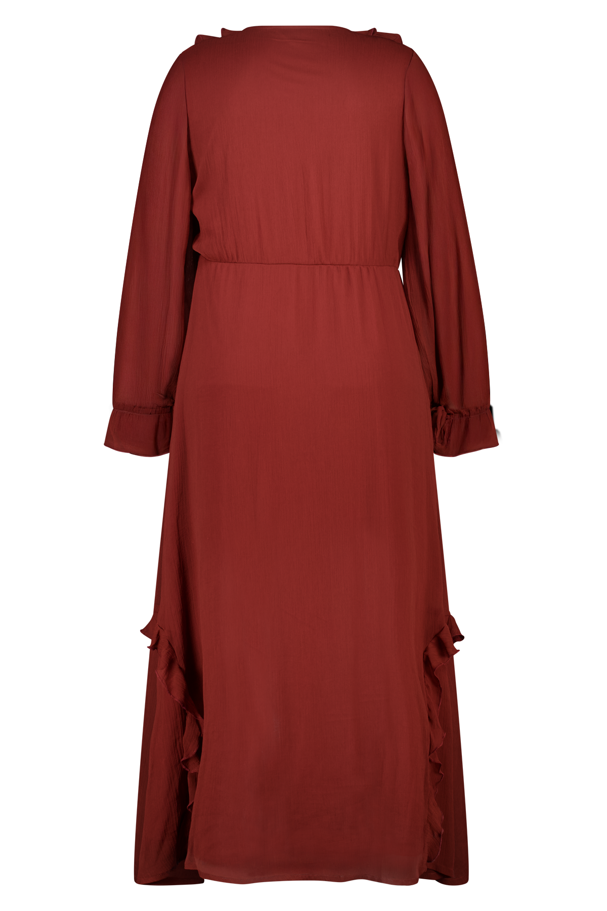 Jurk met ruches stone red