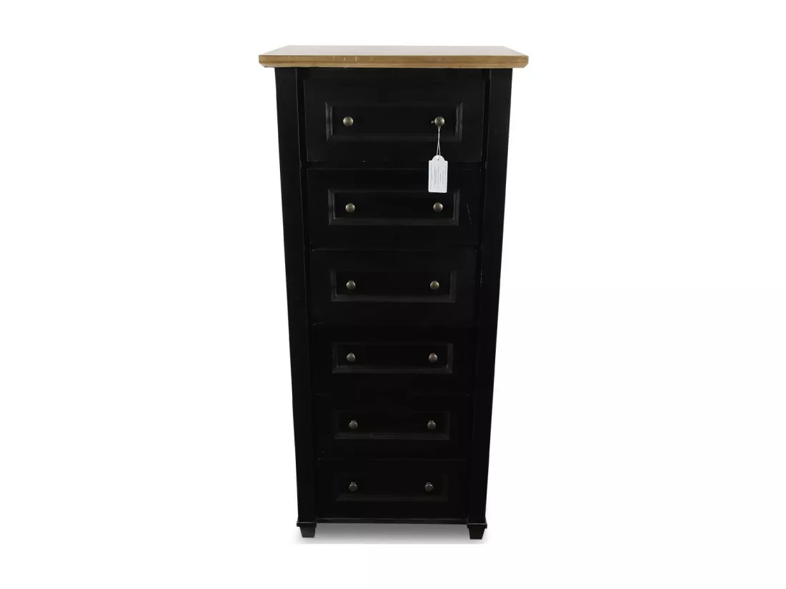 Semainier chiffonnier 6 tiroirs Bois-MDF Noir - Idéline Décoration d'Autrefois