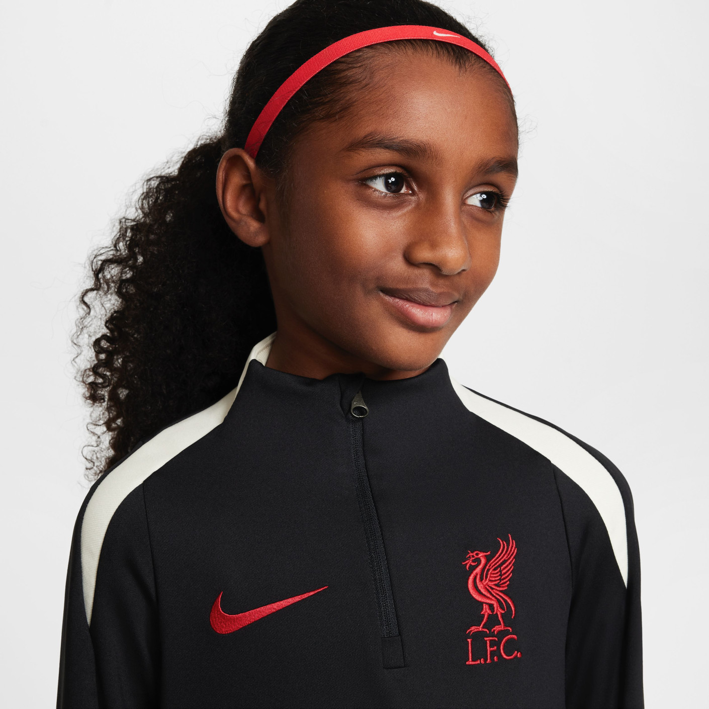 Nike Liverpool Strike Trainingstrui 1/4-Zip 2024-2025 Kids Zwart Rood Gebroken Wit