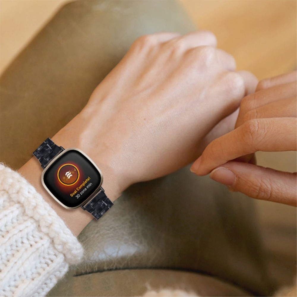 Fitbit Versa 3 / Sense Resin Armband mit Faltschliesse (Gelenkumfang: 180-210mm)  - Schwarz