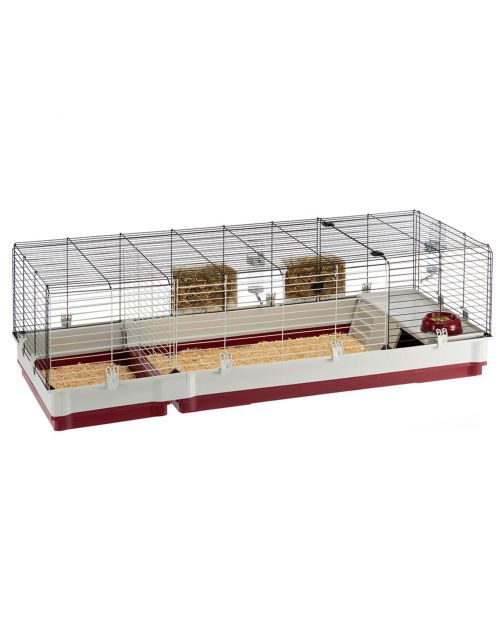 Ferplast Konijnenkooi Krolik 160 - Dierenverblijf - 162x60x50 cm Grijs Rood