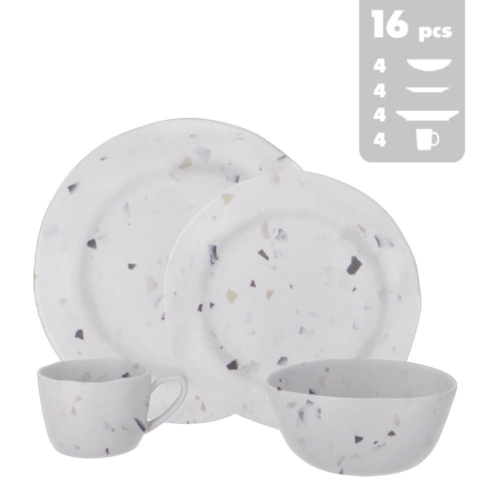Lot de vaisselle Mélamine Soria Terrazzo