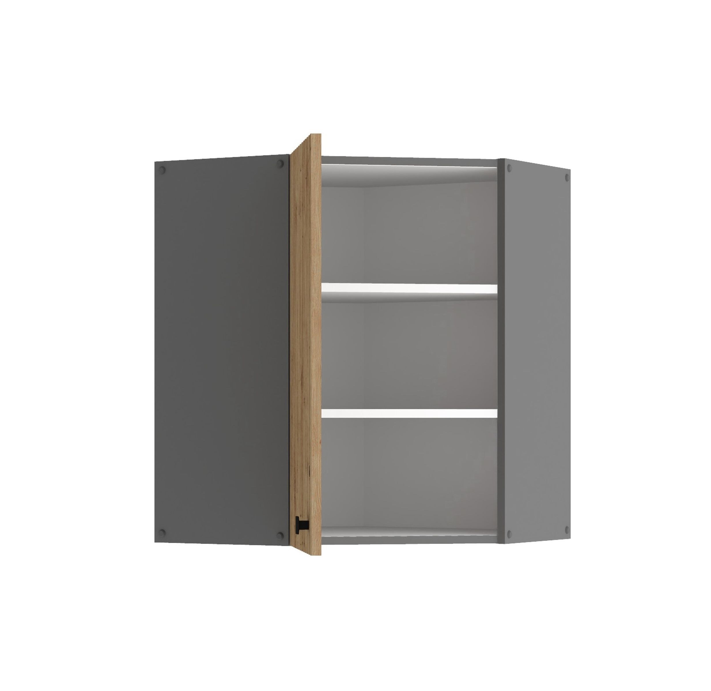 Küche AVA Artisan Eckhängeschrank 60X60 cm Lamellenoptik Küchenzeile Einbauküche