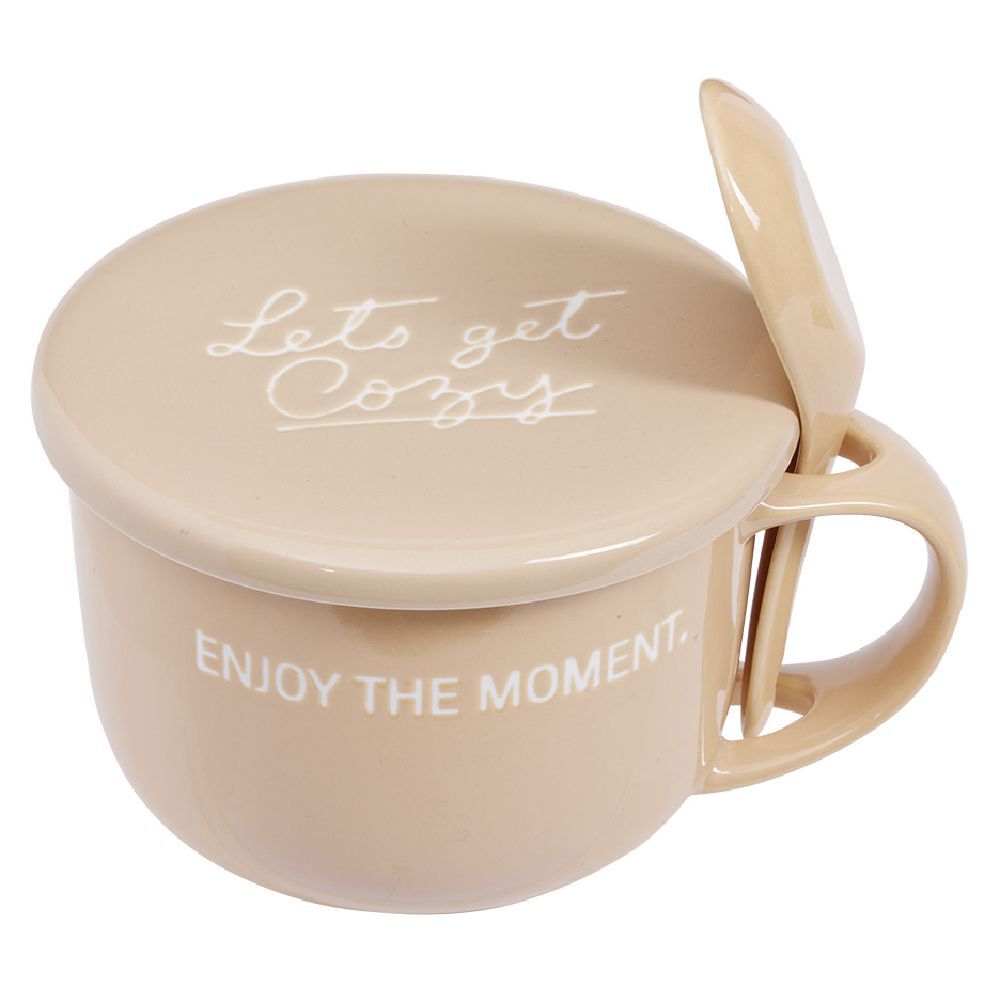 Bol soupe jumbo 62cl et cuillère porcelaine cocooning