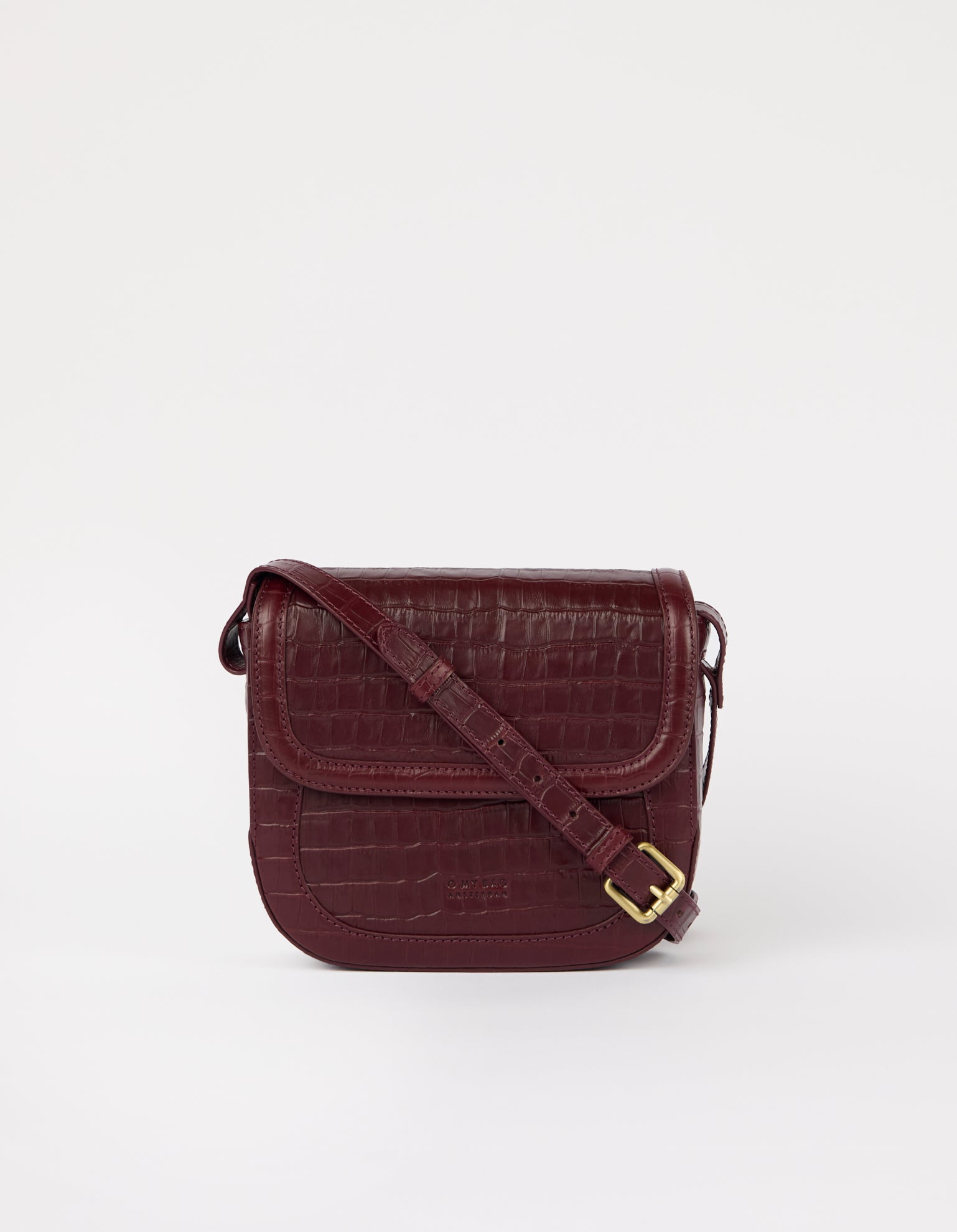 Nina - Dark Cherry Croco Print Leather