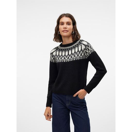 Vero Moda Simone Nordic Striktrøje, Black, XL