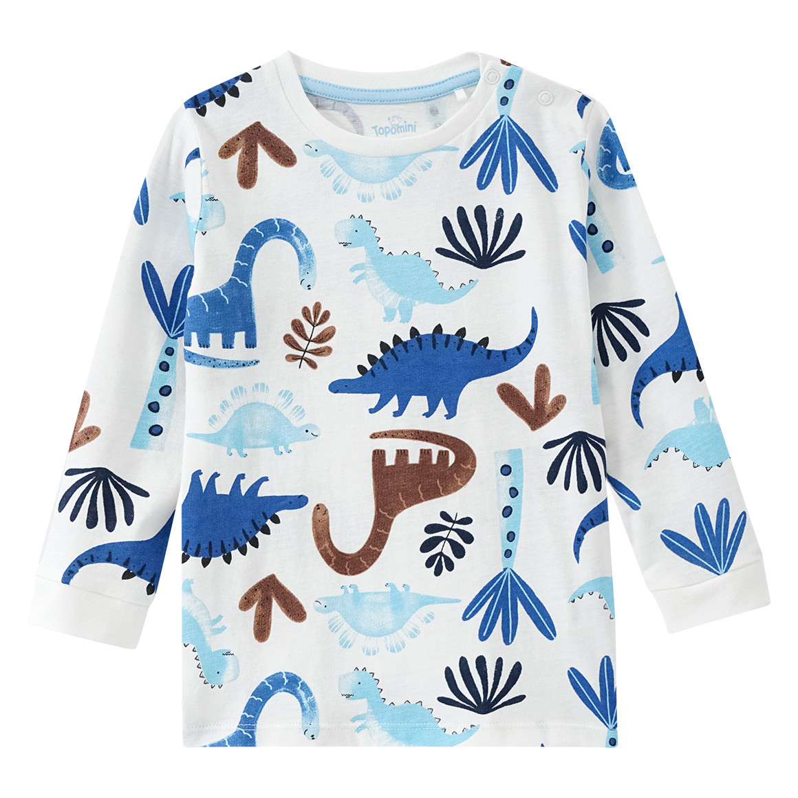 Topomini Baby Schlafanzug mit mit Dino-Allover weiss