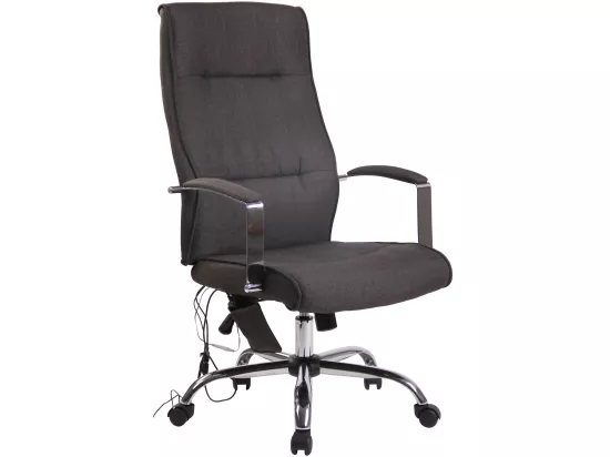Chaise de bureau - Tissu & Métal chromé - Gris foncé - Portland