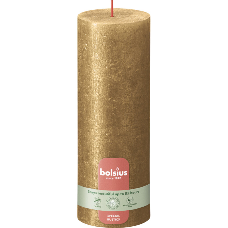Bolsius Rustieke kaars shimmer goud 19cm