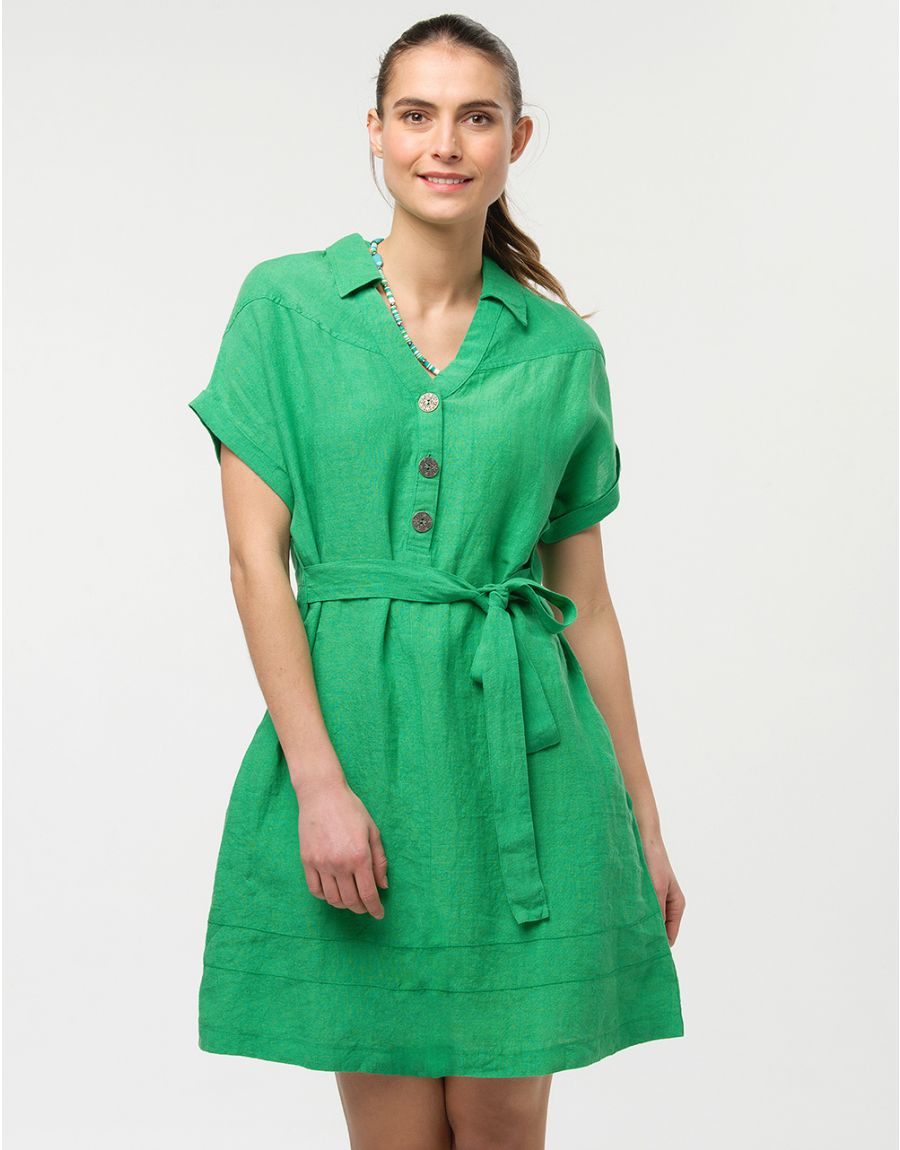 Robe 100% lin vert