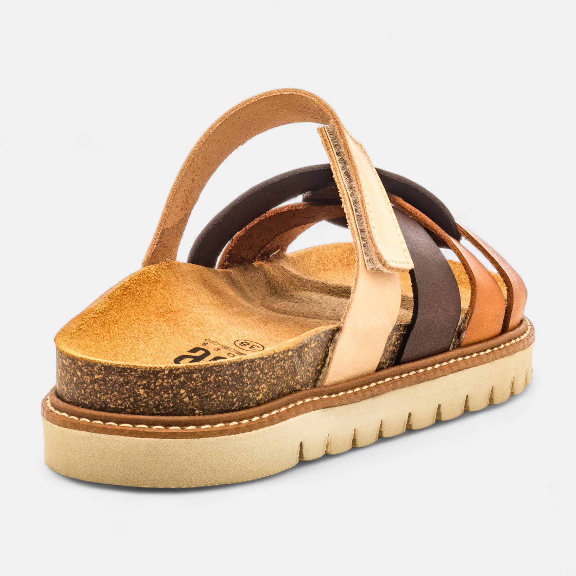 Mules semelle liège Femme en cuir multicolore